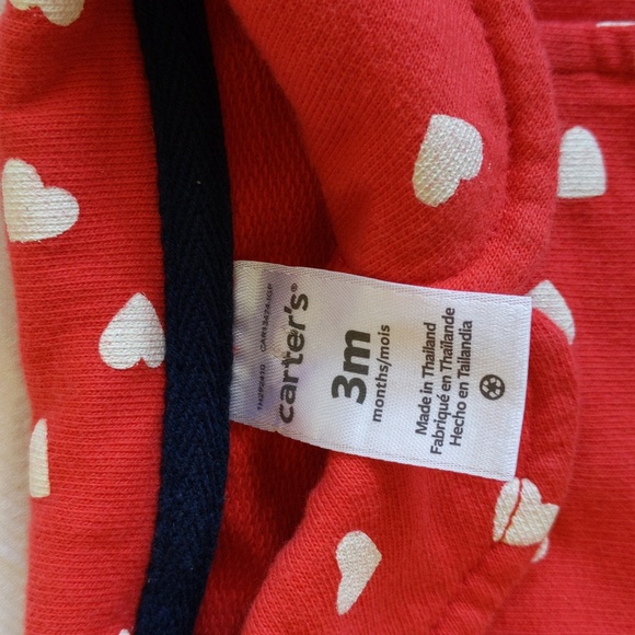 carter's red heart print double breasted jacket 3 months baby girl - Picture 3 of 5